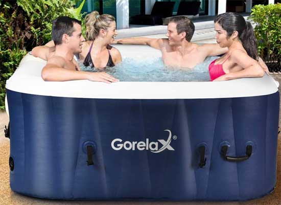 GoPlus Square Inflatable Hot Tub for 4 People