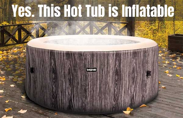 Wave Inflatable Hot Tub with Wood-Look Exterior